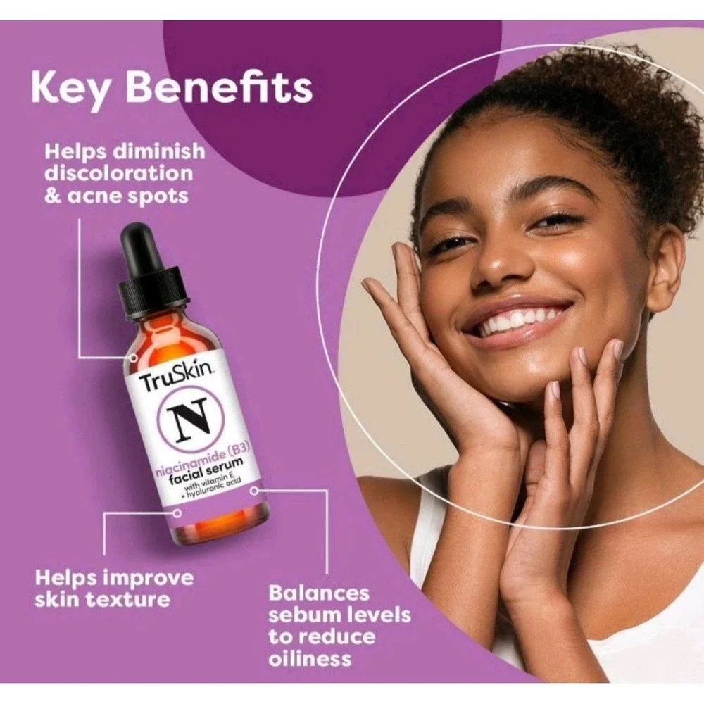 NEW~TruSkin Niacinamide Facial Serum With Vitamin E & Hyaluronic‎ Acid - 1 fl oz